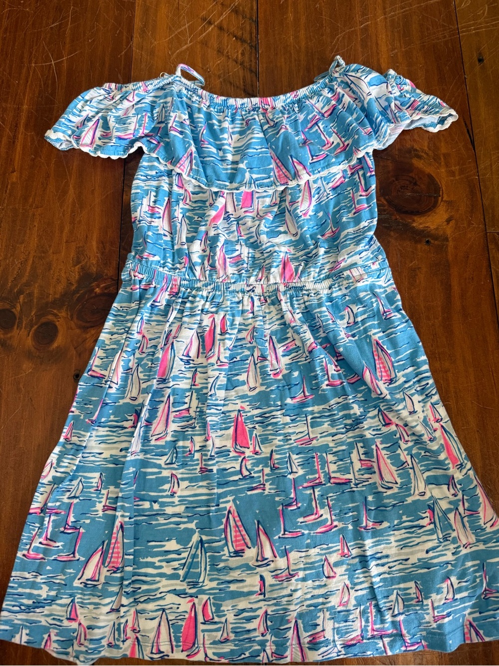 Lilly Pulitzer Blue, Pink and White Sailboat Print Girls Dress